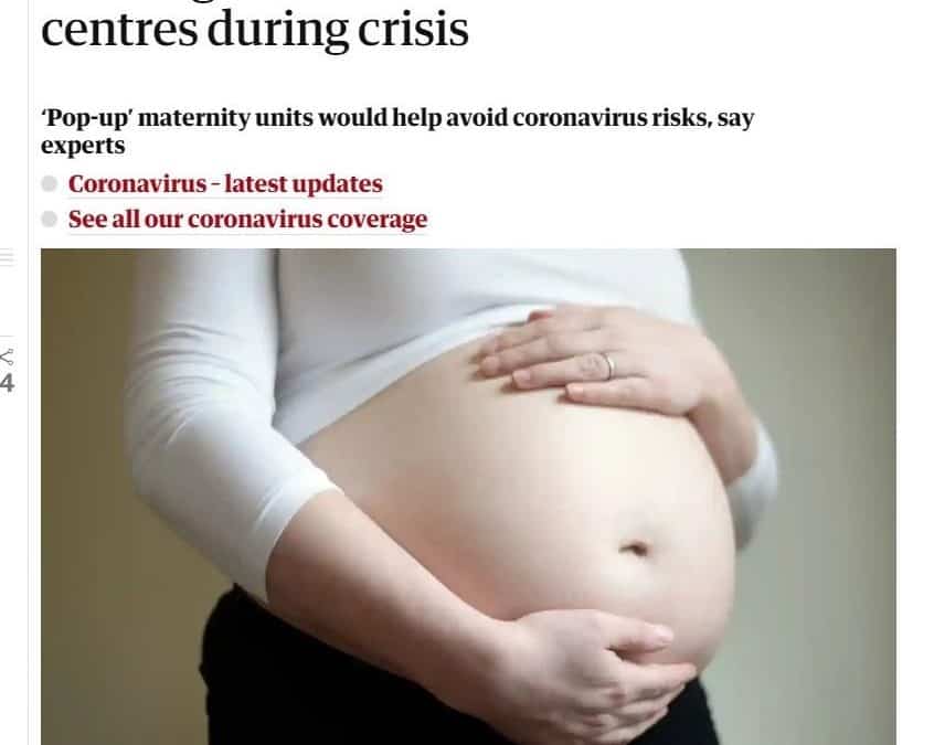 Article in The Guardian (1st April 2020) – NHS urged to turn hotels into birth centres during crisis